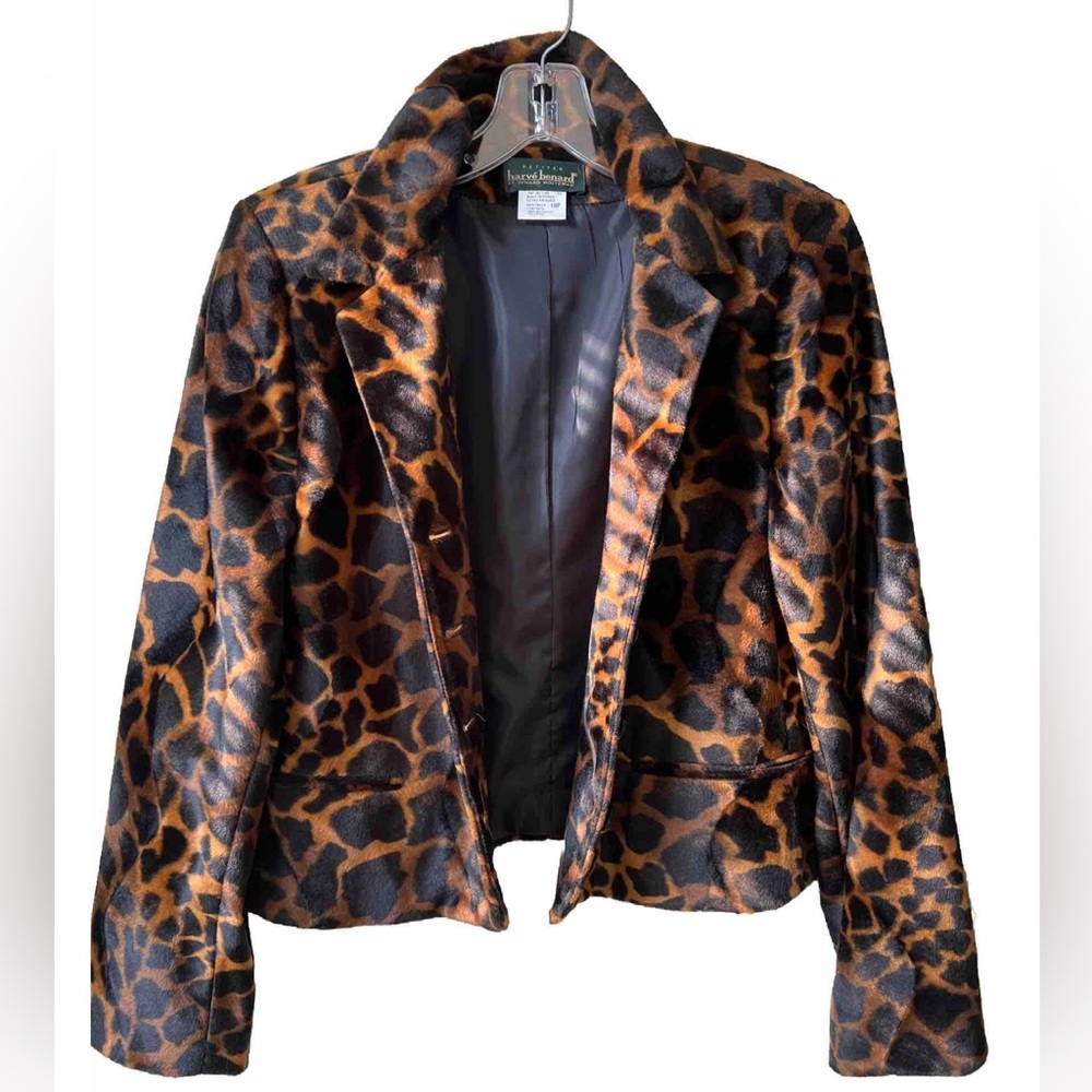 Harvé Benard By Benard Holtzman Leopard Print Faux Fur Jacket Lined 10P - Picture 7 of 13